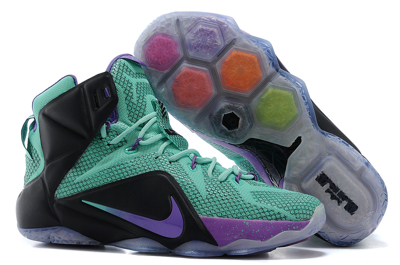 2015 Nike Lebron James 12 Green Purple Black Shoes