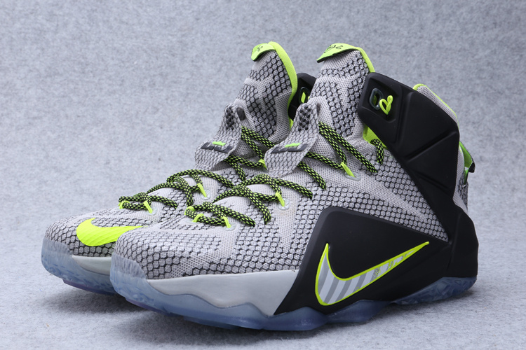 2015 Nike Lebron James 12 Grey Green Black Shoes