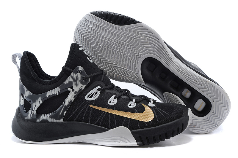 2015 Nike Paul George Team Shoes Black Grey Gold