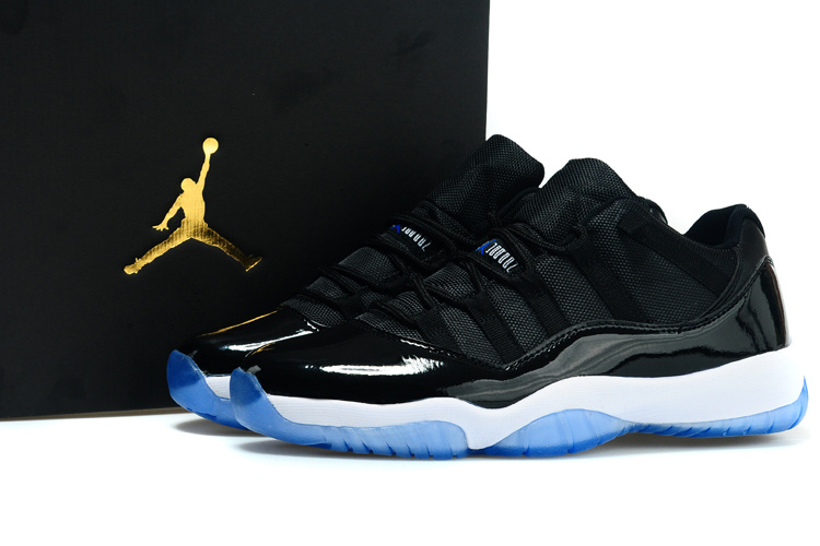 New Nike aIR Jordan 11 Low Black White Blue Shoes - Click Image to Close