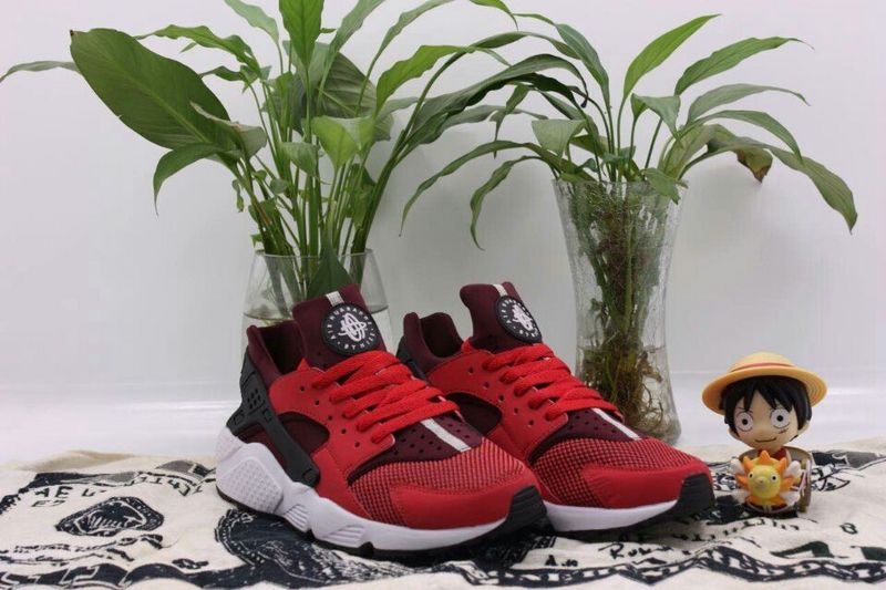 2015 Popular Nike Air Huarache Shine Red Wine Red Black Mens Shoes - Click Image to Close