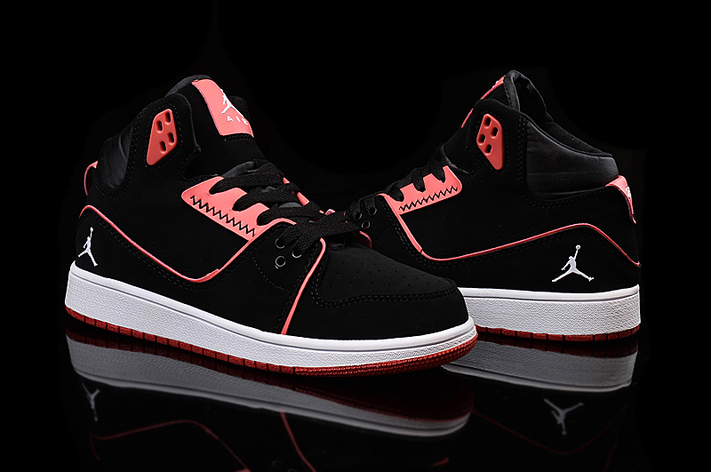 2015 Nike Women Air Jordan 1 Flight 2 Black Red Shoes - Click Image to Close