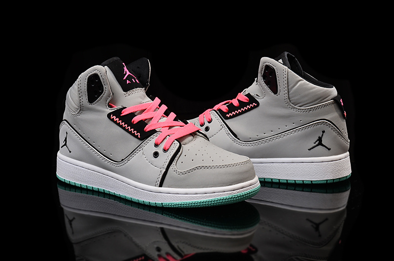 2015 Nike Women Air Jordan 1 Flight 2 Grey Pink Black Shoes