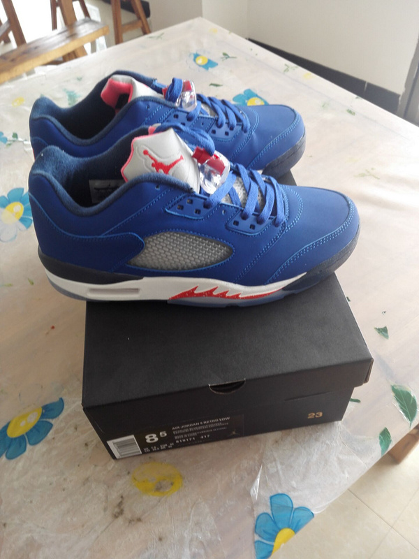 Nike Jordan 5 Low Carmelo Blue White Red Shoes - Click Image to Close