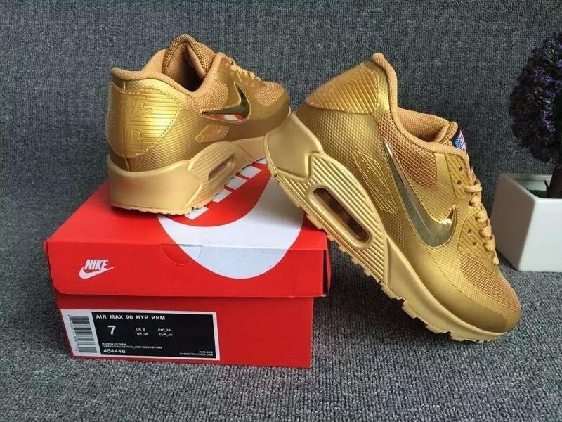 New Nike Air Max 90 Electroplating Swoosh All Gold