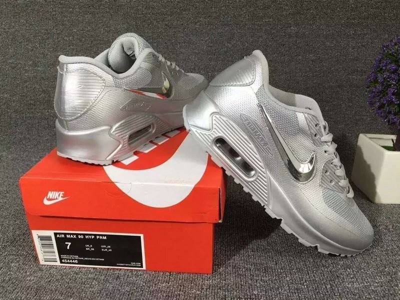 New Nike Air Max 90 Electroplating Swoosh All Grey - Click Image to Close