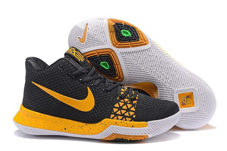 2017 Nike Kyrie 3 Black Yellow White Shoes - Click Image to Close