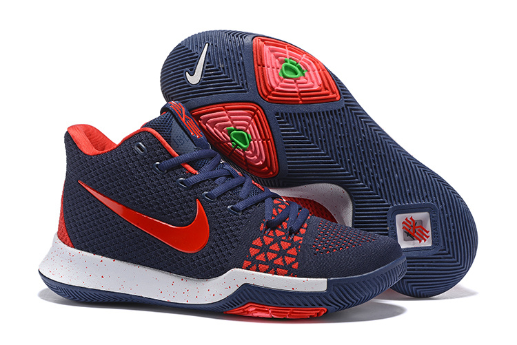 2017 Nike Kyrie 3 Blue Red White Shoes - Click Image to Close