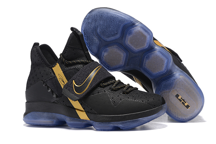 2017 Nike LeBron 14 Black Gold Shoes - Click Image to Close