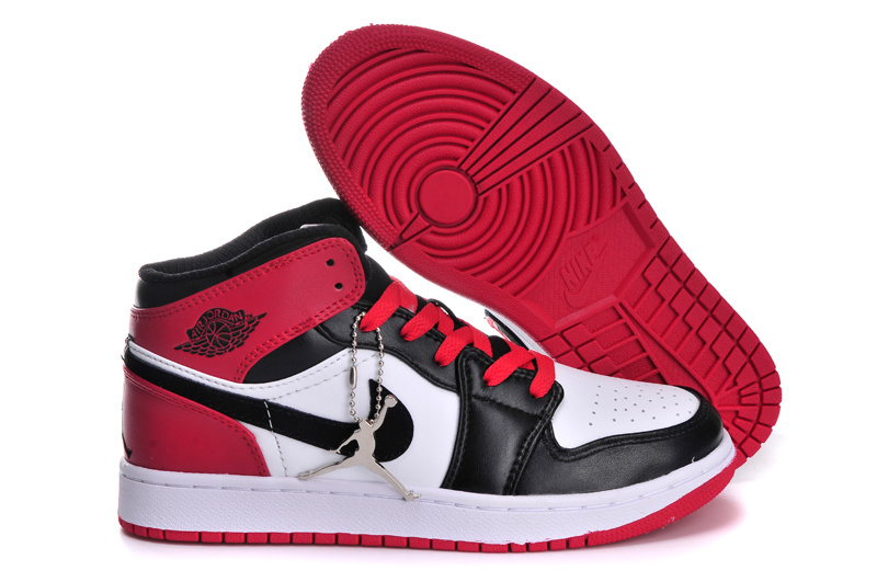 Nike Air Jordan 1 Womens Basketball Shoes Black Red White - Click Image to Close