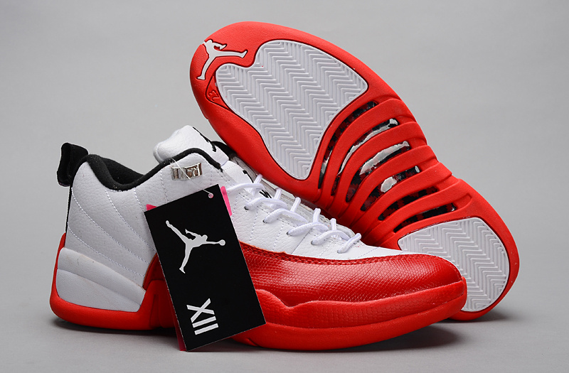 Nike Air Jordan 12 Low White Red Shoes - Click Image to Close