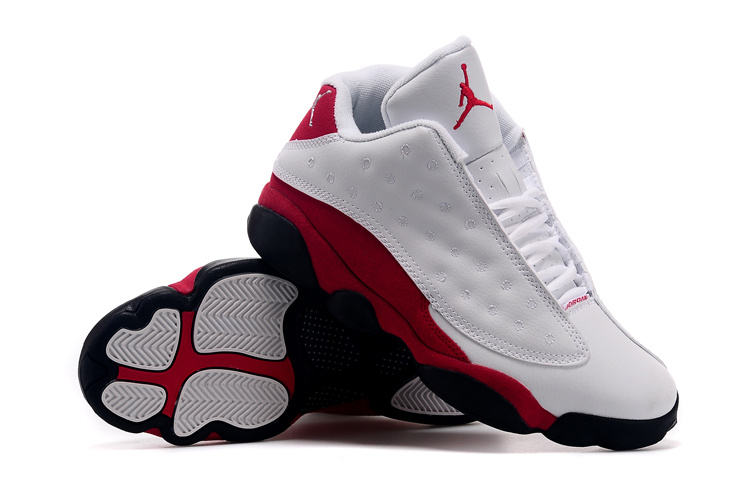 2015 Nike Air Jordan 13 Low 30th White Red Black Shoes - Click Image to Close