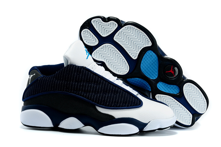 2015 Nike Air Jordan 13 Low Cut White Blue Shoes