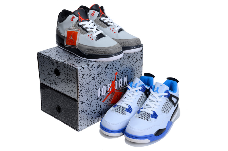 Air Jordan 3 Grey Black Jordan 4 White Blue Combine Package Shoes