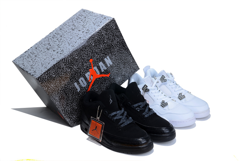 Air Jordan 3 Jordan 4 Black White Combine Package Shoes - Click Image to Close