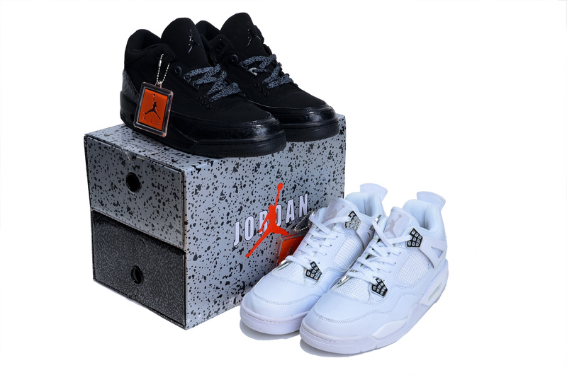 Air Jordan 3 Jordan 4 Black White Combine Package Shoes - Click Image to Close