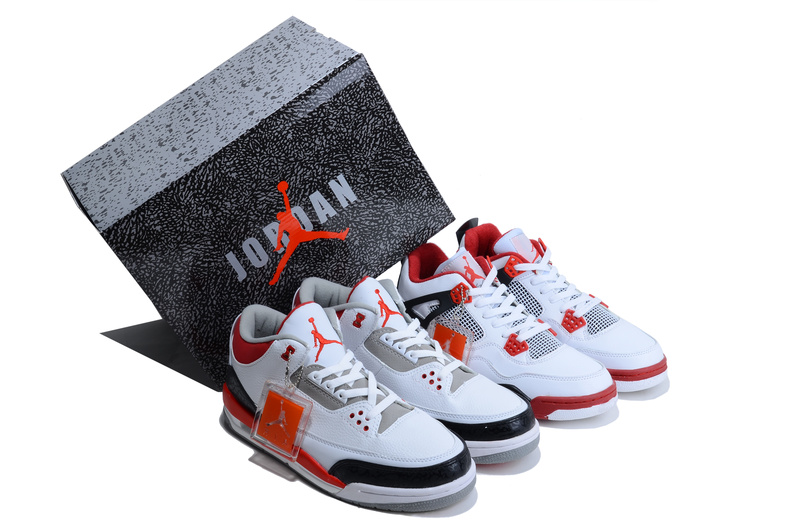 Air Jordan 3 Jordan 4 White Red Combine Package Shoes