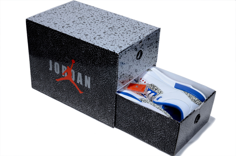 Air Jordan 3 White Blue Jordan 4 White Grey Combine Package Shoes - Click Image to Close