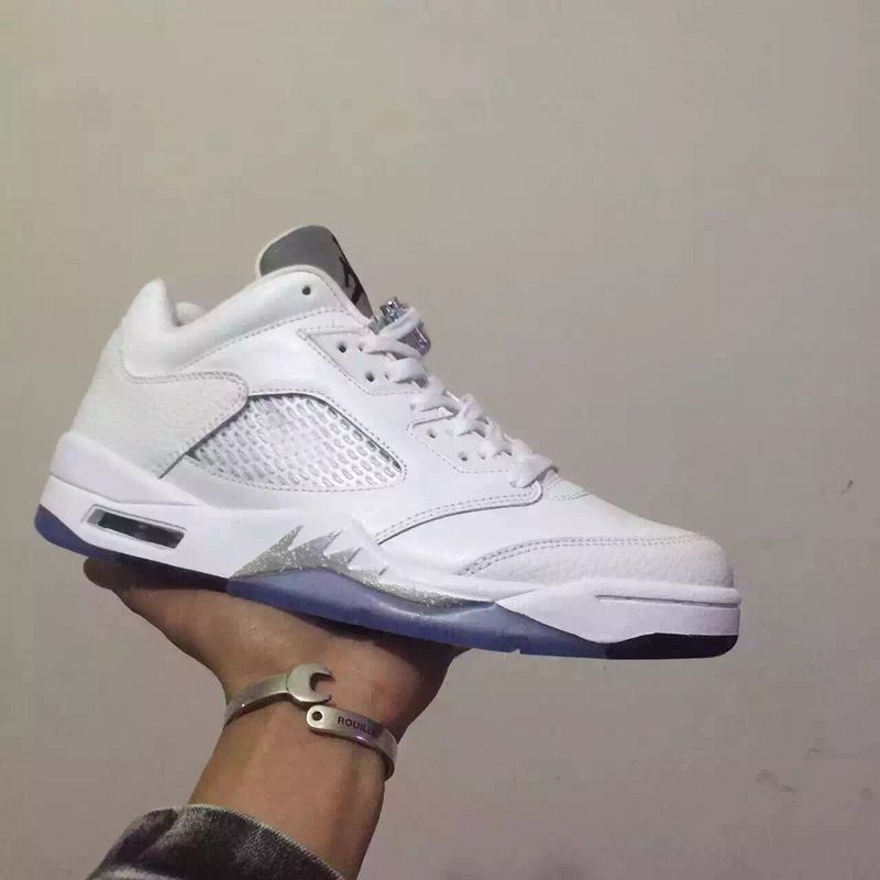 2016 Nike Jordan 5 Low GS White Silver - Click Image to Close