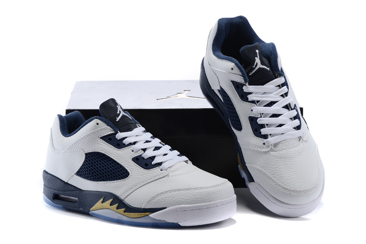 New Nike Air Jordan 5 Low White Blue Shoes - Click Image to Close