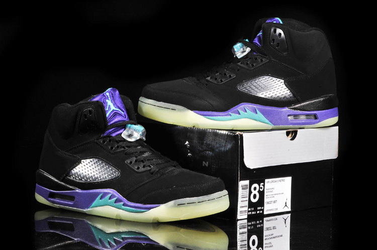 Nike Air Jordan 5 Midnight Black Purple White Shoes - Click Image to Close