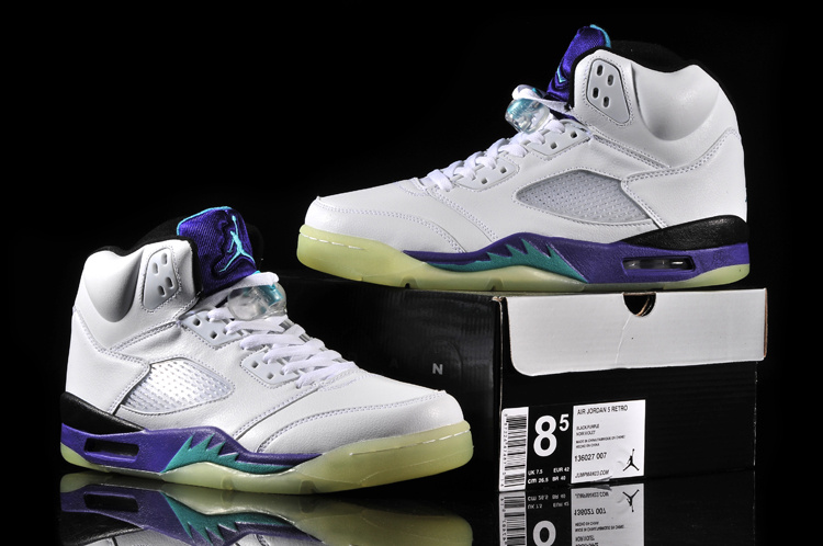 Nike Air Jordan 5 Midnight White Purple Black Shoes - Click Image to Close