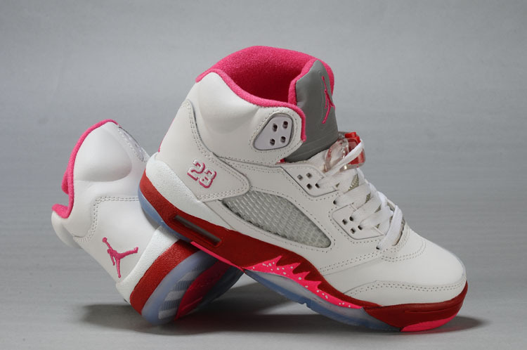 Air Jordan 5 Retro Shoes White Red For Women - Click Image to Close