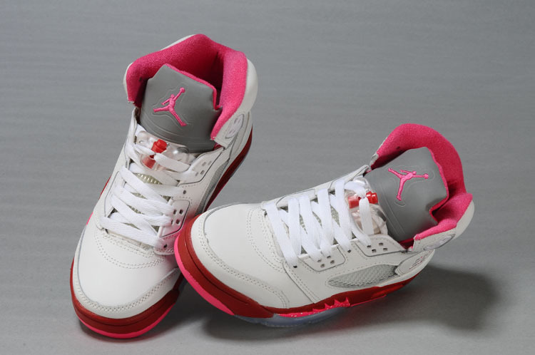 Air Jordan 5 Retro Shoes White Red For Women