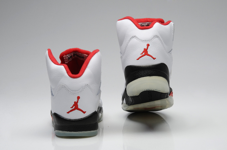 Air Jordan 5 Shoes White Black Red For Women - Click Image to Close