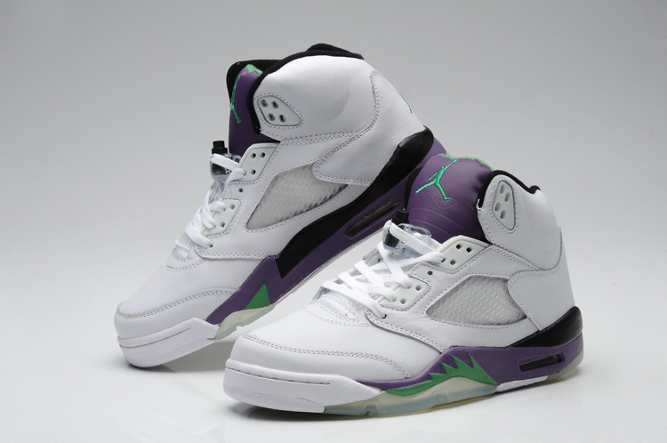 Air Jordan 5 Shoes White Purple For Women - Click Image to Close
