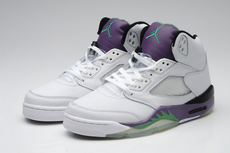 Air Jordan 5 Shoes White Purple For Women - Click Image to Close