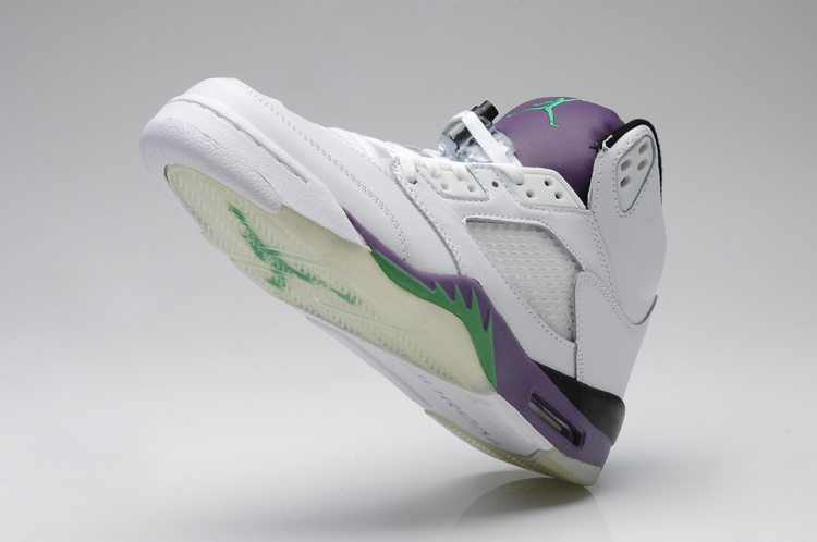 Air Jordan 5 Shoes White Purple For Women - Click Image to Close