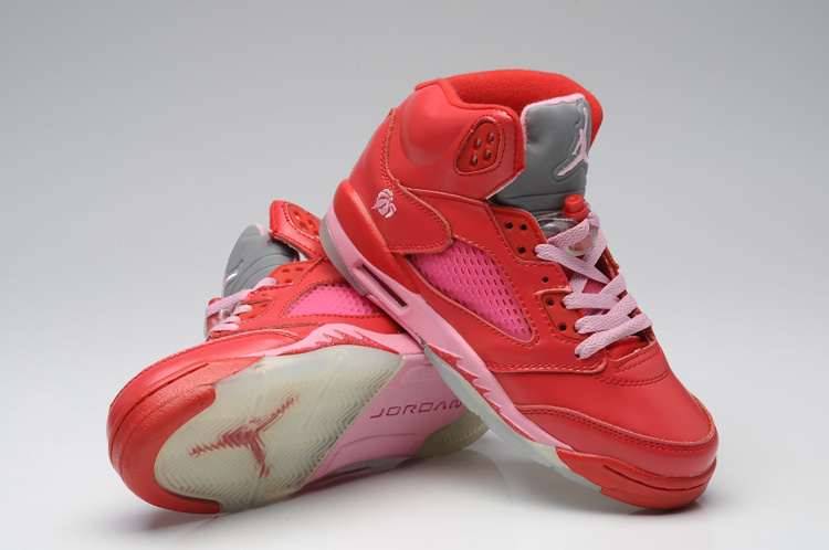 Nike Air Jordan 5 Womens Valentine Shoes Red Pink - Click Image to Close