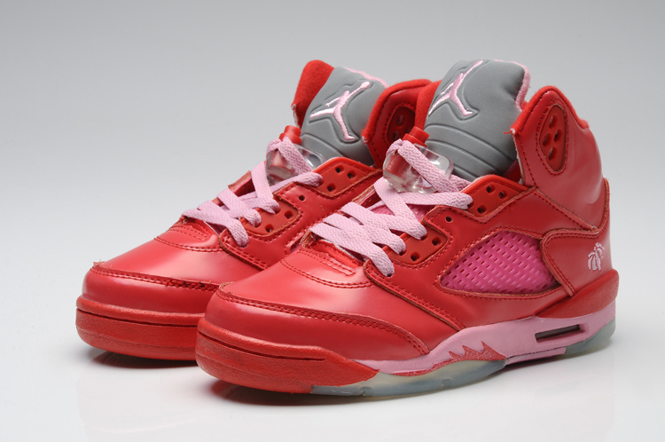 Nike Air Jordan 5 Womens Valentine Shoes Red Pink - Click Image to Close