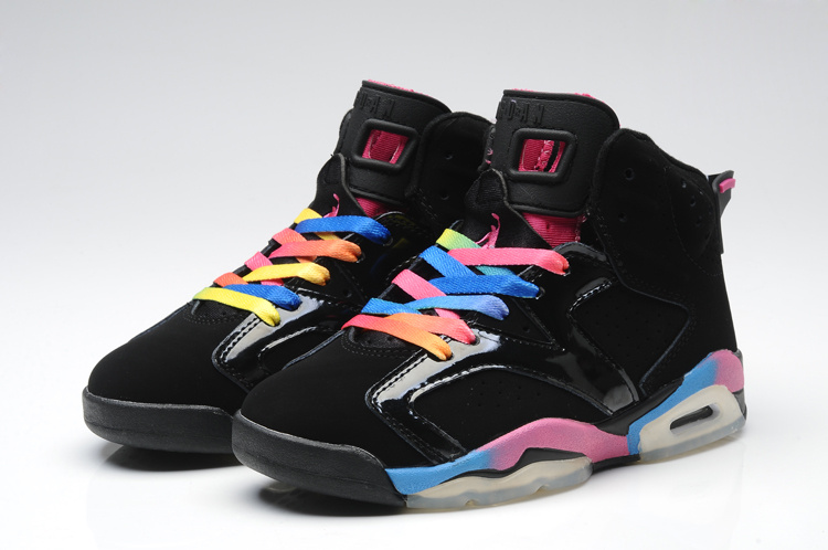 Nike Air Jordan 6 Black Colorful Womens Basketball Shoes - Click Image to Close