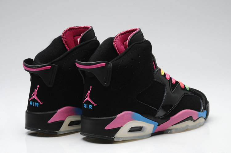 Nike Air Jordan 6 Black Colorful Womens Basketball Shoes - Click Image to Close