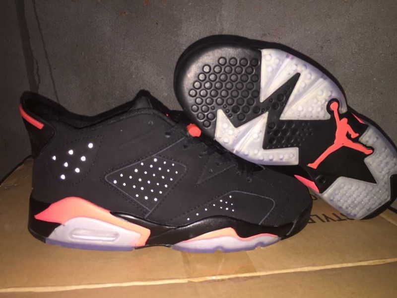 2015 Nike Air Jordan 6 Low Cut Black Red Shoes For Women