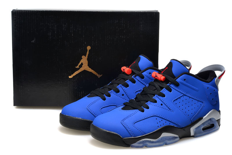 2015 Nike Air Jordan 6 Low Cut Blue Black Shoes For Women - Click Image to Close