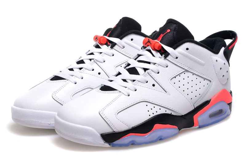 2015 Nike Air Jordan 6 Low Cut White Black Pink Shoes For Women - Click Image to Close