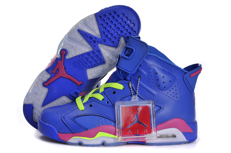 Nike Air Jordan 6 Retro Womens Shoes Blue Pink Grey - Click Image to Close