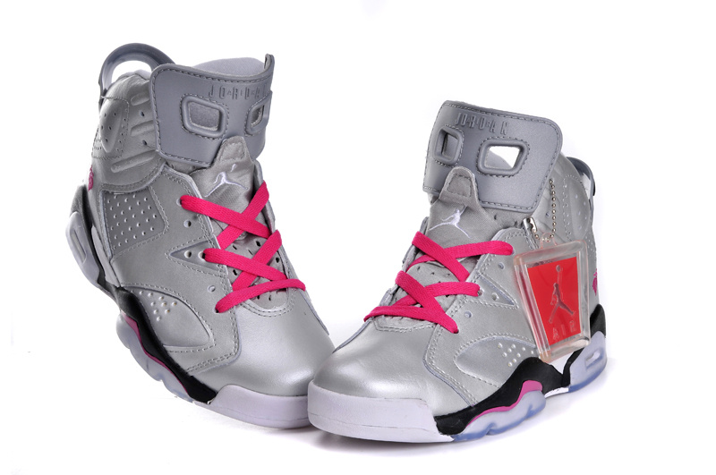 Nike Air Jordan 6 Retro Womens Shoes Silver Grey Red