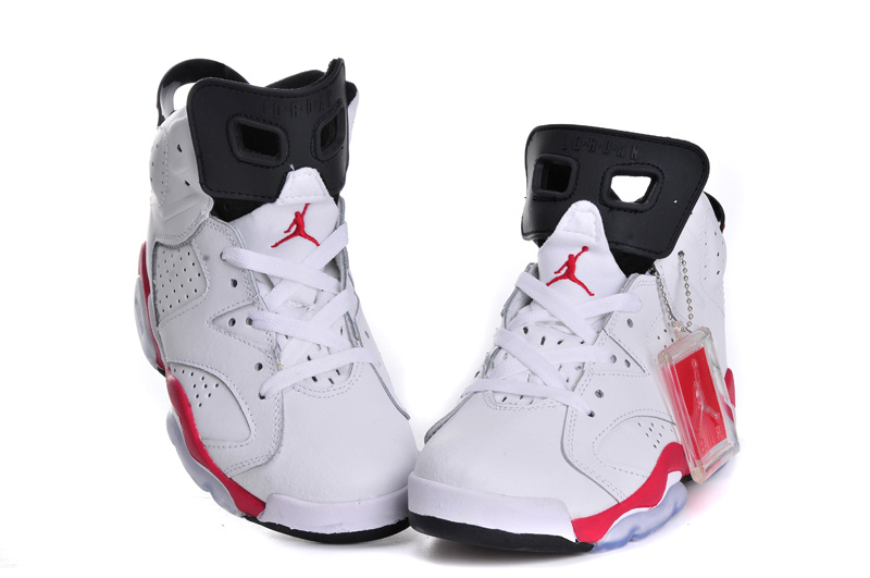 Nike Air Jordan 6 Retro Womens Shoes White Red Black - Click Image to Close