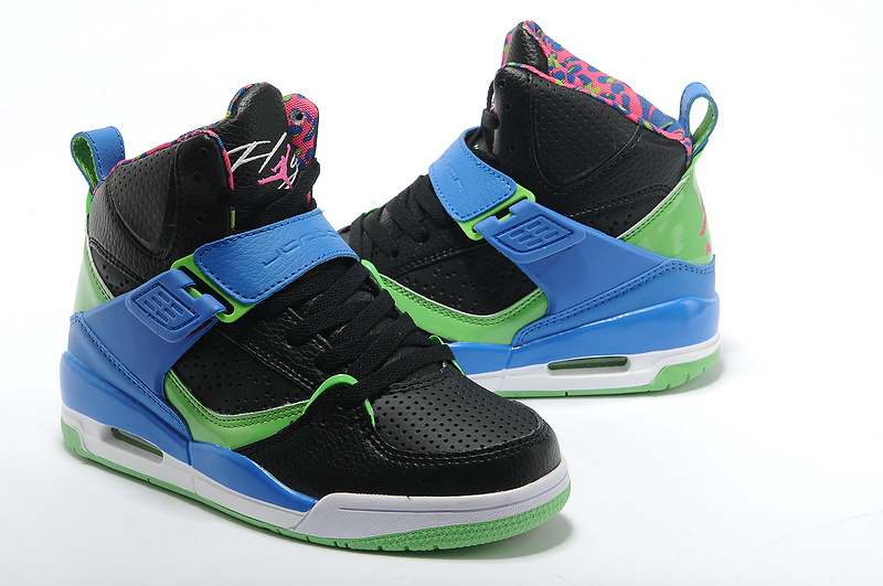 Nike Air Jordan Flight 4.5 Black Blue Green Womens Shoes - Click Image to Close