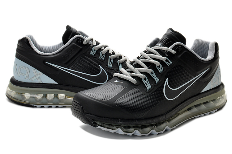 Air Max 2013 Leather All Black Shoes - Click Image to Close