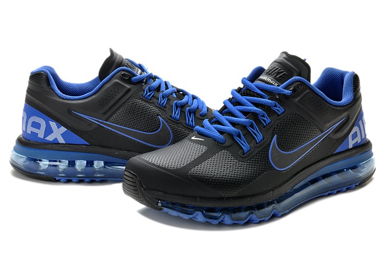 Air Max 2013 Leather Black Blue Shoes - Click Image to Close