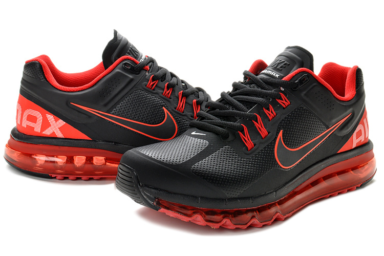 Air Max 2013 Leather Black Red Shoes