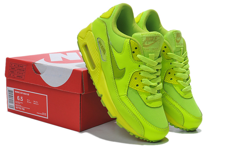 Nike Air Max 90 307793 700 Fluorescent Green Women's Shoes - Click Image to Close