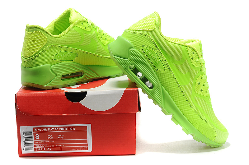 New Nike Air Max 90 All Green Shoes - Click Image to Close