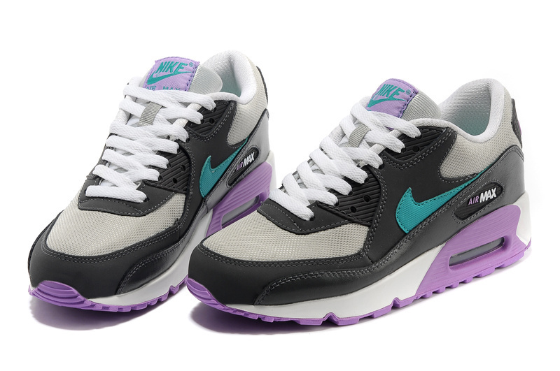 Nike Air Max 90 Black White Purple For Women - Click Image to Close