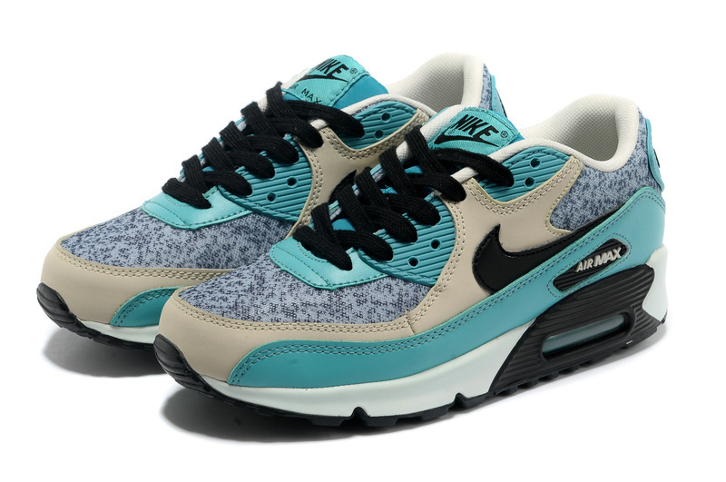 Nike Air Max 90 Blue Grey White Black For Women - Click Image to Close